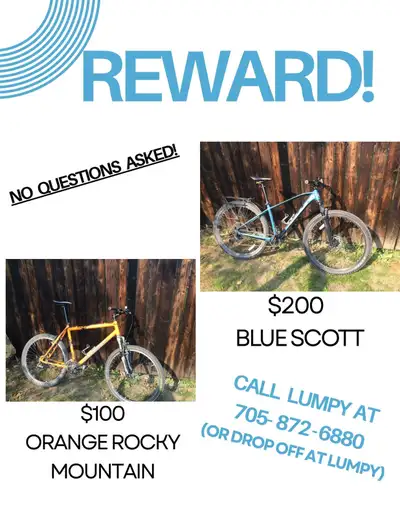 Reward for missing bikes , View more