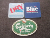 3 sous verre à bière MOLSON, LABATT BLUE, CARLSBERG