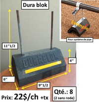 Dura-Blok, bloc en caoutchouc avec rode pour système de pipe.