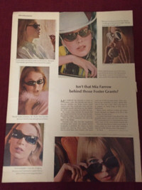1966 Foster Grant Sunglasses w/Mia Farrow Original Ad