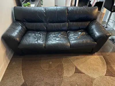 FREE - Faux Leather Black Couch, View more