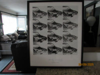 Andy Warhol, twelve cars, large Framed print 33"x 27" x 2" thick
