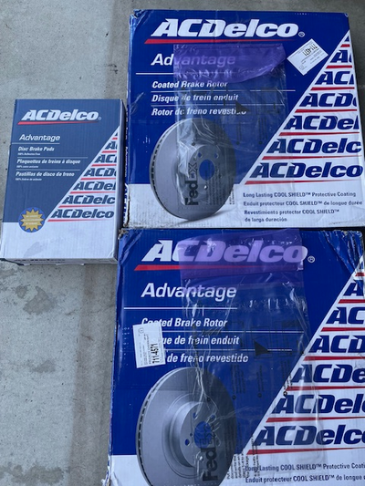 ACDelco GM Dealer parts Front Disk Brake Rotors and Pad Kit with sensor for Chevrolet Silverado and...