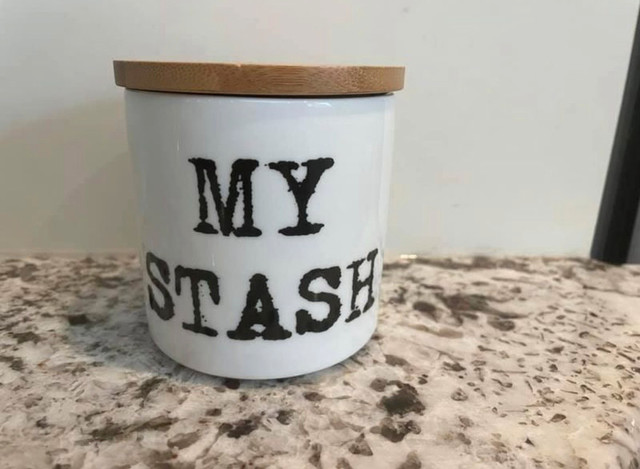 “My Stash” ceramic canister, brand new  in Hobbies & Crafts in Owen Sound