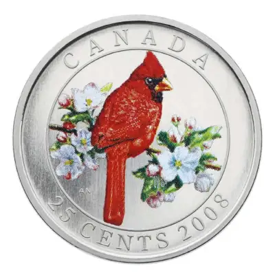 2008 25¢ Northern Cardinal Coloured Coin #4 $140., View more