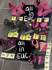 sz 5,7,8(T) winter boots EUC, "elements","left&right" fit bigger
