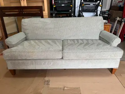 Blueish green chenille sofa…EXTREMELY GOOD CONDITION…ONLY $100, View more