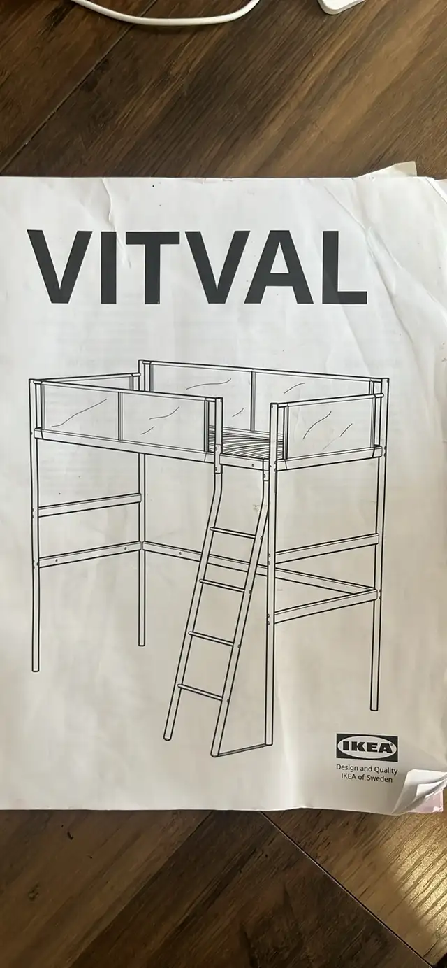 IKEA Vitval loft twin bed frame - white and grey in Beds & Mattresses in Markham / York Region - Image 5