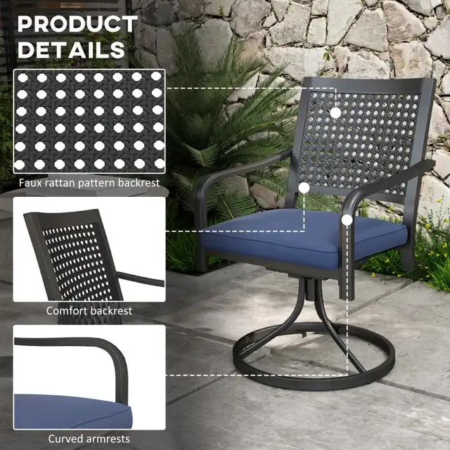 2 Pieces Patio Swivel Chairs with Cushion, Outdoor Swivel Rocker in Patio & Garden Furniture in Markham / York Region - Image 4