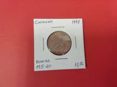 1948 Curacao bronze 2.5 cent coin MS-60 No Offers No Trades Thank You Please Visit Us: B and W COINS...