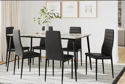 Beautiful Marble Dining Table with 6 Matching Chairs, View more