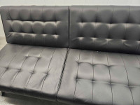 Luxury convertible black faux leather futon
