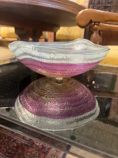 andreas meyer pink and white glass large decorative bowl, View more