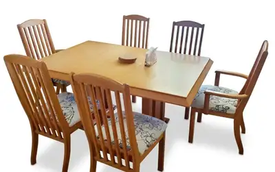 Canadian Made Wood Dining Table and 6 Chairs, View more