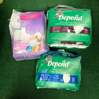 Depends and Tena Disposable Incontinent Underwear