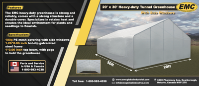 Used 20′ x 30′ x 10′ Tunnel Greenhouse - Great Condition!, View more