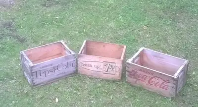VINTAGE COCA-COLA, PEPSI, 7-UP WOODEN CRATES, View more