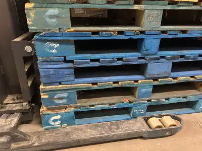 Good condition Blue pallets $10 each. Also I have some wood regular pallets at $5 each.