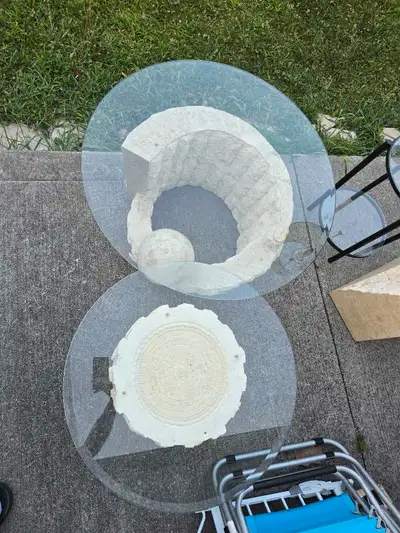 2 stone glass top coffee tables , View more