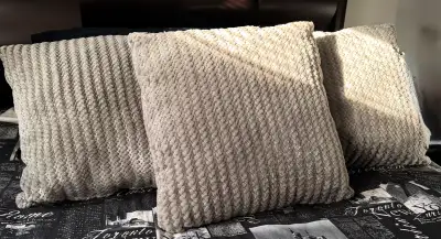 22” X 22” size grey comfy throw pillows