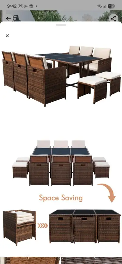 10 PERSONS WICKER PATIO DINING SET (BRAND NEW IN BOXES), View more