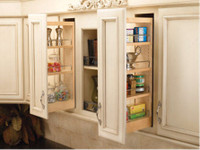 Upper cabinet spice rack insert