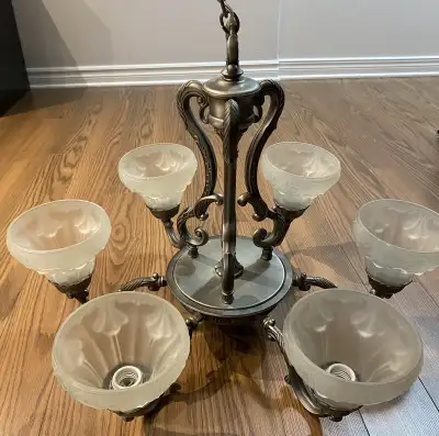 6-Arm Chandelier with Frosted Glass Shades, View more