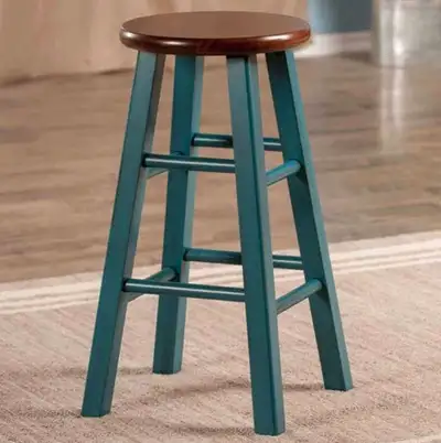 Brand New and Still In The Box 24 inch Solid Wood Counter Stool 2 Available The sturdy square legs a...