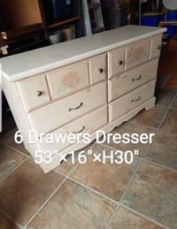 Dresser Cabinet/6 Drawers 53"×16"×H30" 