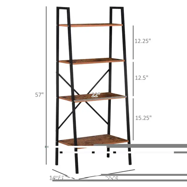 4-Tier Vintage Ladder Shelf Bookcase Storage Rack Home Office Or in Bookcases & Shelving Units in Markham / York Region - Image 3