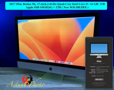 ✨2017 iMac 5K, 27-inch,3.4GHz Quad-Core Intel  i5 / 16 GB/ 1 TB✨, View more