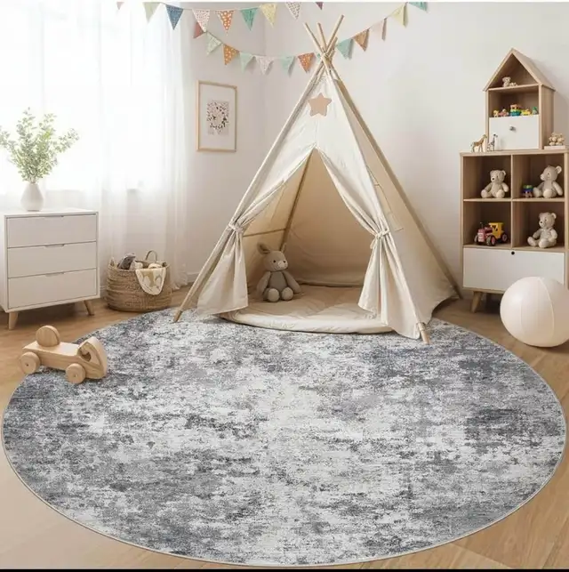UERMEI 8ft Round Area Rug Living Room Rugs - 8x8Washable Large  in Rugs, Carpets & Runners in Hamilton - Image 5