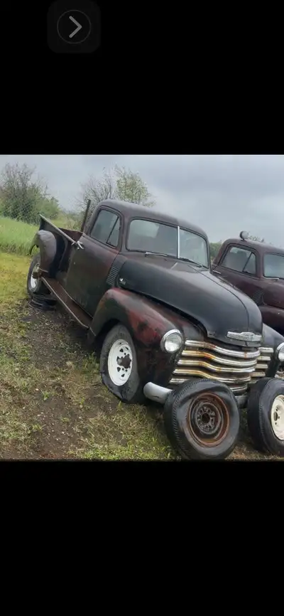 This is a 1951 Chevrolet pickup truck with a solid cab, perfect for restoration enthusiasts. The tru...