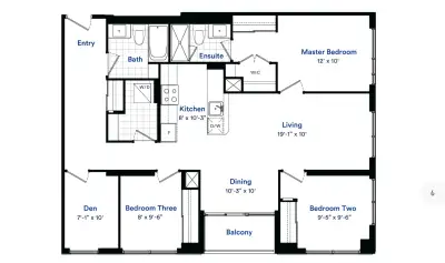 Beautiful 3 bedroom, 2 bathroom + Den with balcony