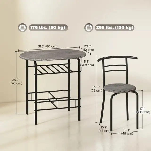 3pc Dining Table chairs set, 31.5" Kitchen Table and Chairs  in Dining Tables & Sets in Markham / York Region - Image 8