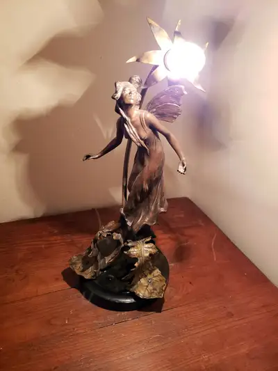 Antique Art Nouveau Brass Lamp, View more