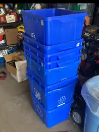 Blue recycling bins 