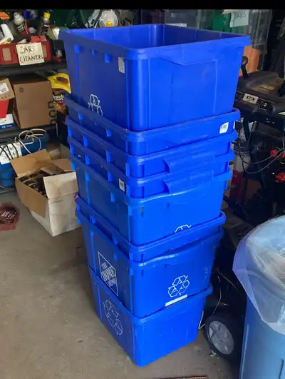 Blue recycling bins , View more