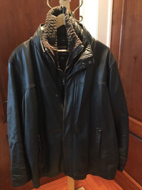 Manteau pour homme en cuir noir XL
