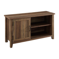 FARMHOUSE GROOVED DOOR TV STAND FOR TVS UP TO 50” – RUSTIC OAK