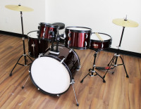 Drum Kit Full Size 5-Piece Hi-Hat, Crash, Hardware & Throne