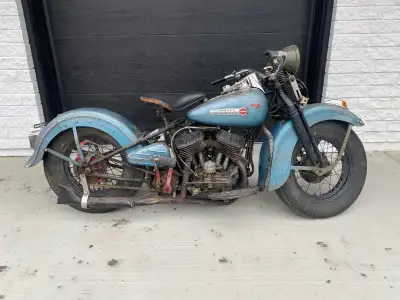 1942 WLA Harley, last ran a year ago. Restore or ride as is. Bike was civilianized in the 40’s. 45 c...