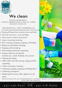 DOWNTOWN TORONTO CONDOS/HOUSES&APARTMENTCLEANING SERVICES
