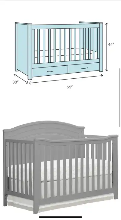 Sorelle Berkley 4-in-1 Convertible PanelCrib in Gray, View more