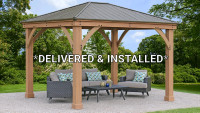 *INSTALLED* 12x12  Wood Gazebo Structure with aluminum roof