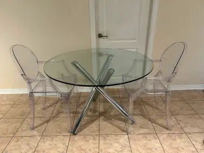 Glass kitchen table with chairs, View more