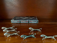 Set of 6 vintage French horse shaped silver plated knife rests