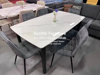 7pc stone dining table set on sale, View more