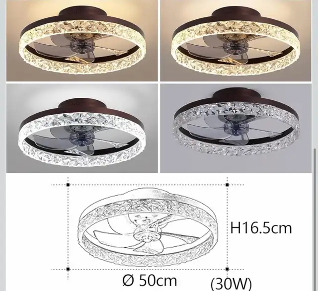 Pendant Lamps for Bedroom 30W LED Ceiling Fan Light Crystal in Indoor Lighting & Fans in Kitchener / Waterloo - Image 5