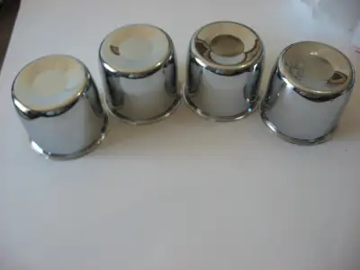 A 4 Pack New 4.25" Push Through Wheel Center Caps for Trailer Truck RV Wheel Rims, Chrome Silver Tra...